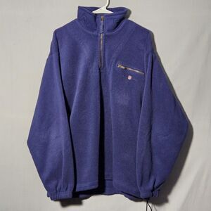 VTG 90s Gant USA Rugger Fleece Jacket 1/4 Zip Pullover Mens L Blue Embroidered